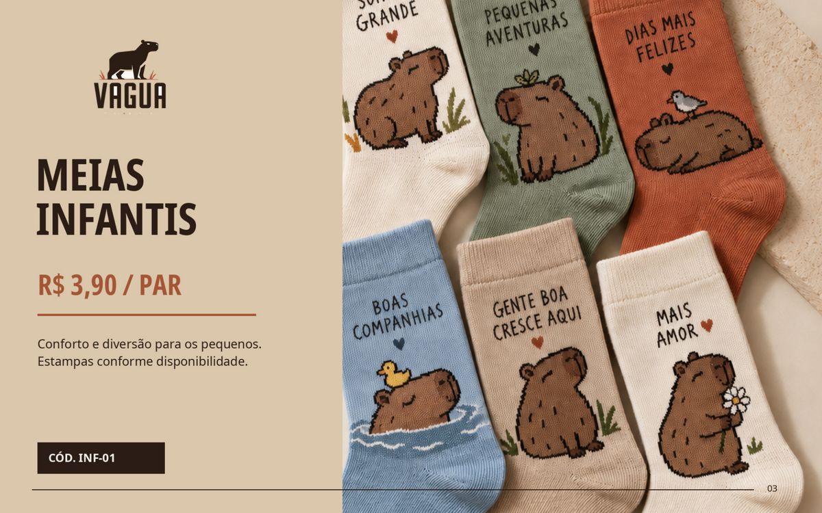 Catálogo, meias infantis
