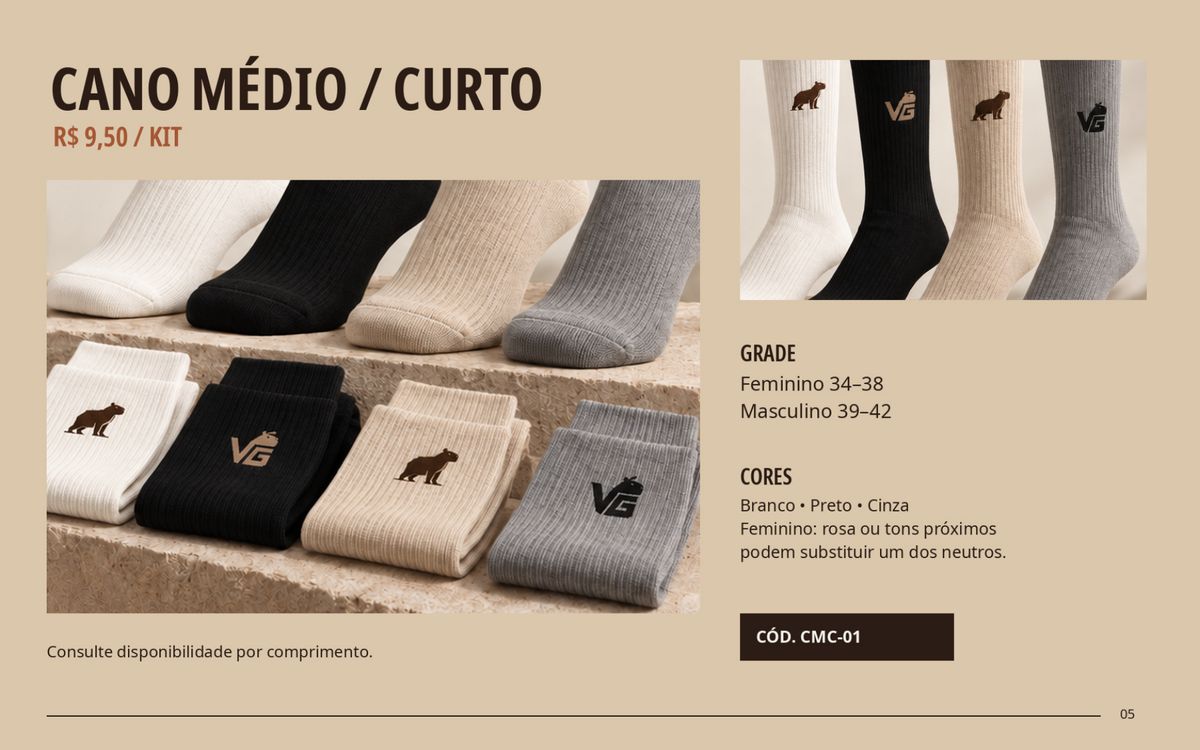 Catálogo, cano médio e curto